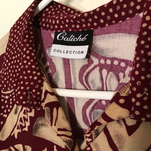 Vintage 80s 90s Button Down Front Blouse Caliche - Picture 3 of 4